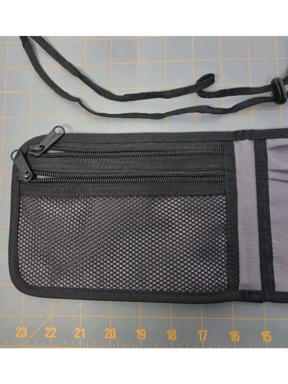 L.L. Bean Travel Neck Wallet w/Zippered Pockets & Buckle Closure Crossbody Grey